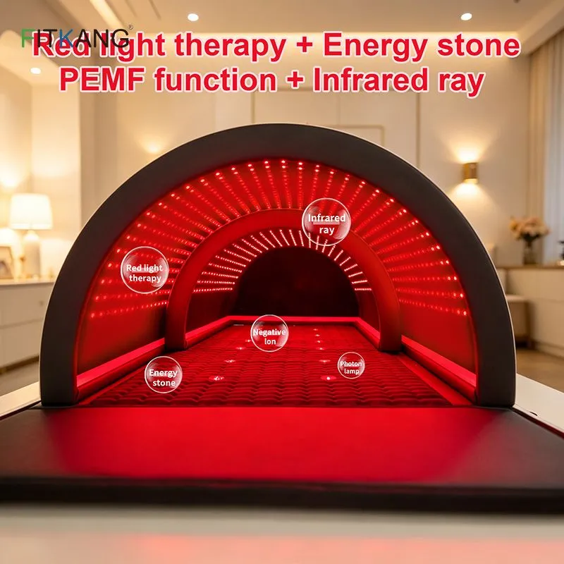Premium 5-in-1 Red Light Therapy Sauna Dome Far Infrared, PEMF & Crystal Energy Mattress for Full-Body