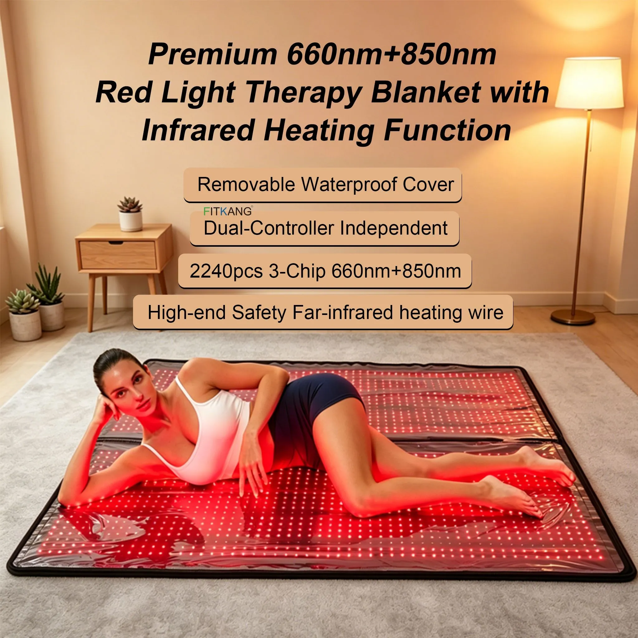 Premium 660nm 850nm Red Light Therapy Blanket 180x180cm Infrared Sauna Pad