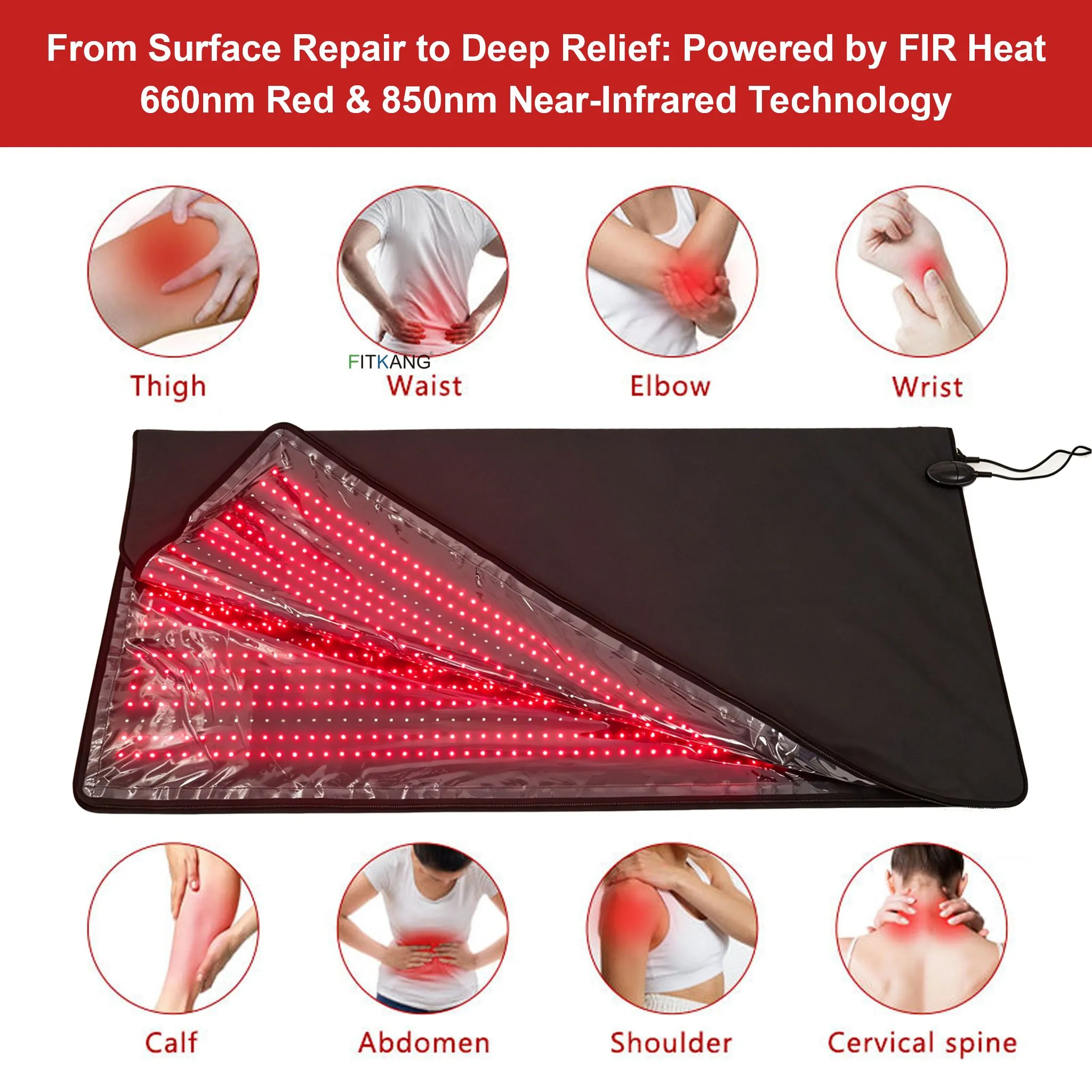 Premium 660nm 850nm Red Light Therapy Blanket 180x180cm Infrared Sauna Pad